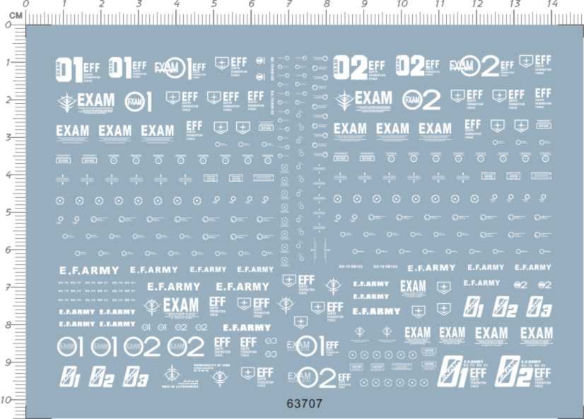 63707 HG RX-79BD-1 Blue Destiny Blue Destiny 1 Blue Destiny 2gd Water Sticker 1