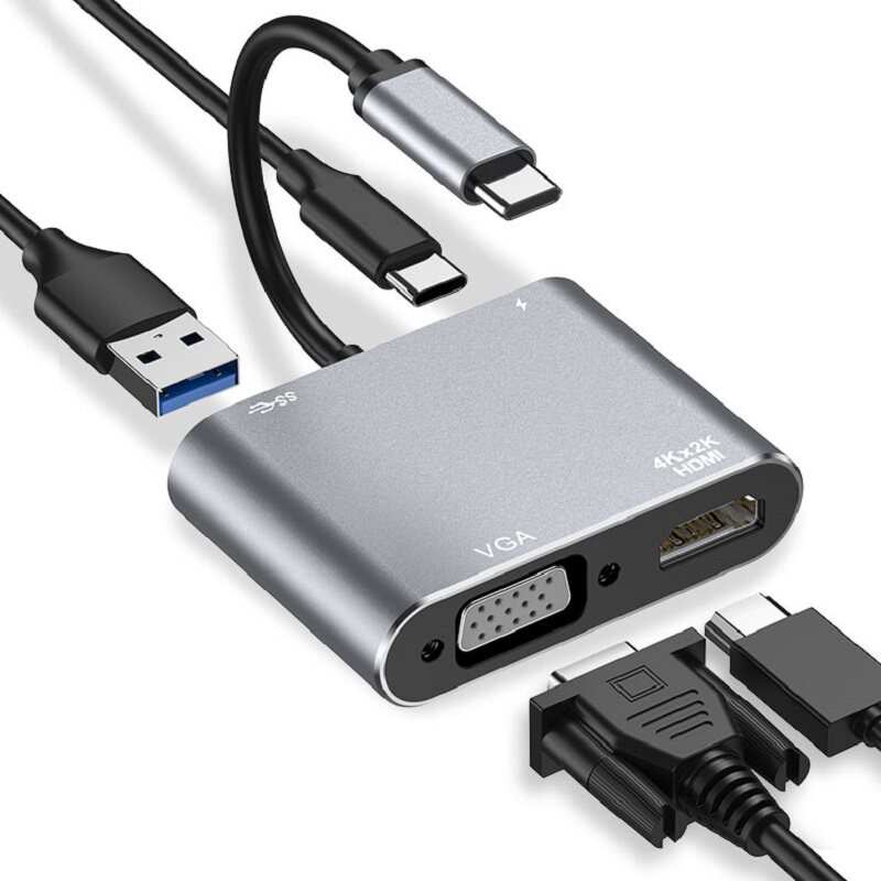 Type-C turn VGA expansion dock HDMI converter 4 in 1 USB3 0 phone connected to computer screen
