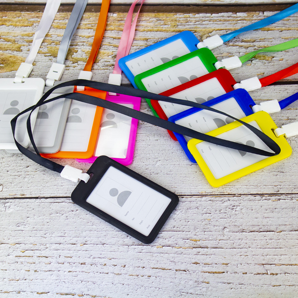 Double-sided transparent reboard work card sleeve exhibition identity card listed bus card set of door-to-door card hanging rope