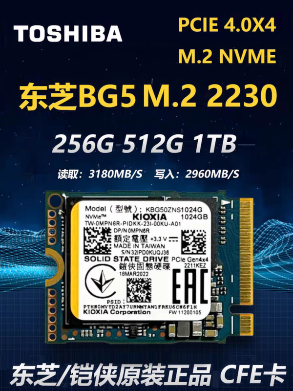 Brand New Toshiba Kioxia Bg4 Bg5 256g 512g M.2 2230 Cfe–B DIY Camera Memory Card