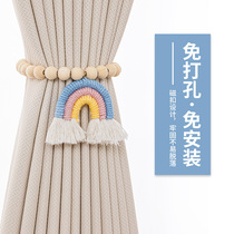 Creative new simple three-color tassel rainbow magnetic buckle straps in stock Stylish and beautiful curtain straps