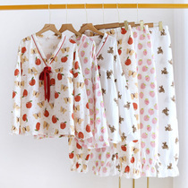 Lunar Subsuit Spring Autumn Postnatal Pure Cotton Breastfeeding Pregnant Woman Pyjamas March 5 Summer Thin Paragraph 4 Maternity home Breastfeeding Home 6