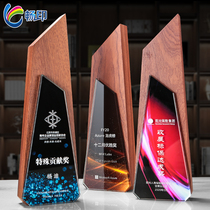  Crystal trophy custom creative wooden medal sales competition activities Award recognition Colored wood wooden trophy