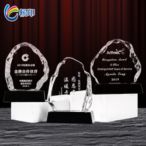 Creative crystal trophy medal Custom custom color printing Iceberg decoration souvenir business franchise authorization card lettering