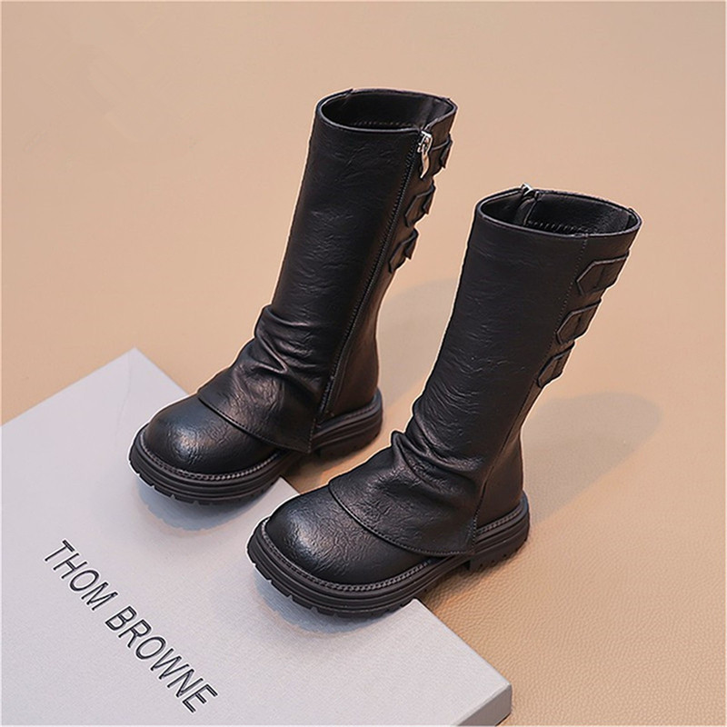 Soft-Soled Genuine Leather Girls' Boots 2026 Autumn and Winter New Style for Older Children, Stylish Girls' Fleece-Lined Princess Long Boots, Versatile Soft-Soled Genuine Leather Girls' Boots 2026 Autumn and Winter New Style for Older Children, Stylish Girls' Fleece-Lined Princess Long Boots, Versatile