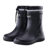 Rain boots mens rubber shoes 2024 new water shoes waterproof anti-slip fishing takeaway rider adult labor protection rain boots men