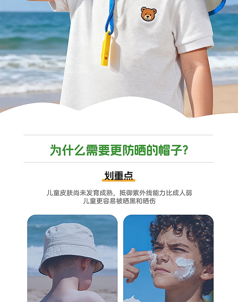 备美儿童防晒帽宝宝遮阳帽夏季薄款女童男童太阳帽男宝女宝渔夫帽 — 3