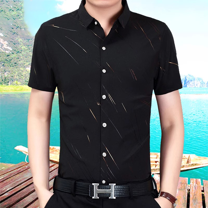 Paul Lavans Short-Sleeved Shirt for Men, Youth Slim Fit, No-Iron, Korean Style, Colorful Striped Half-Sleeve Shirt for Summer Paul Lavans Short-Sleeved Shirt for Men, Youth Slim Fit, No-Iron, Korean Style, Colorful Striped Half-Sleeve Shirt for Summer