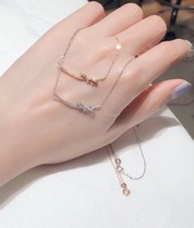 Small bow diamond clavicle chain Small fresh group set diamond necklace temperament Rose gold bow necklace