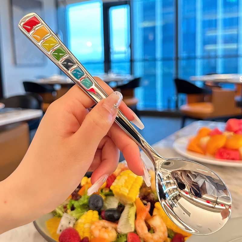 Noble Experience [Owner's Personal Collection] High-Quality 304 Stainless Steel Main Dinner Spoon Long Handle Spoon Western Food Spoon for Drinking