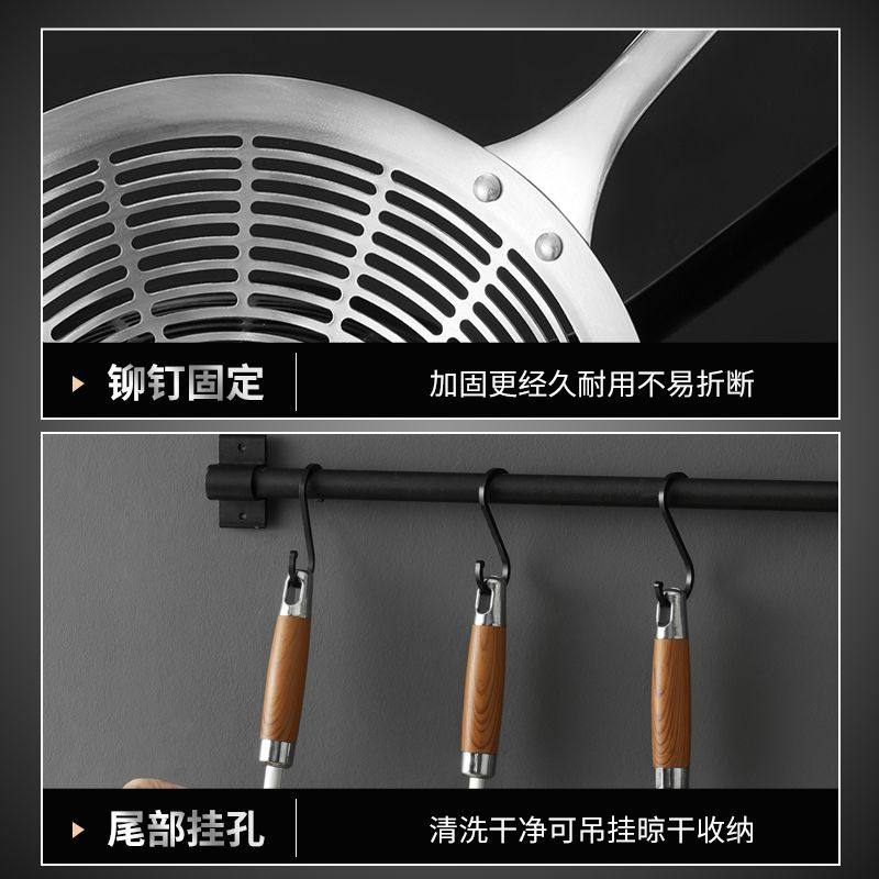 Stainless Steel Skimmer Spoon Kitchen Thickened Anti-Scald Handle Hot Pot Skimmer Kitchen Frying Noodle Spoon Filter Mesh Strainer