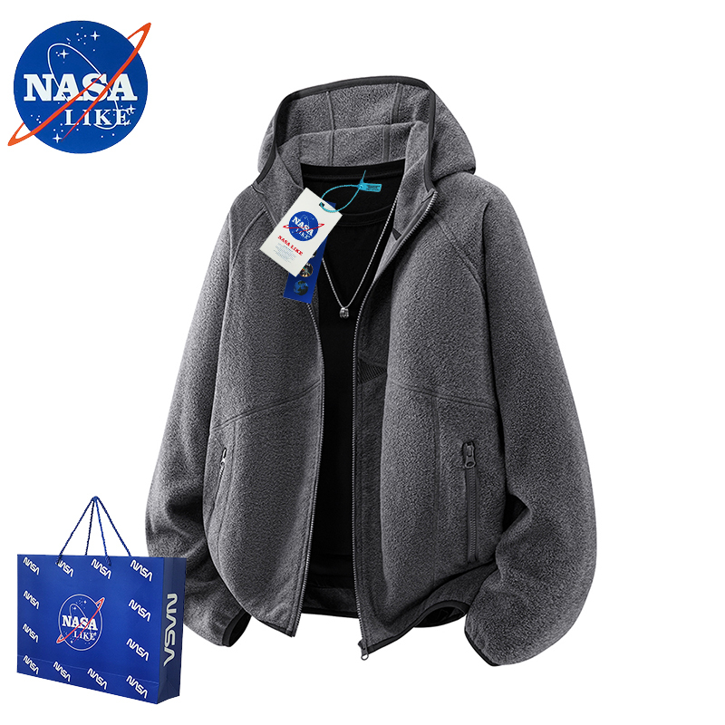 Outlet Fashion Brand | Scarf and Neck Warmer | Hooded Fleece Jacket for Men, Spring and Autumn, Loose Zipper Cardigan Top