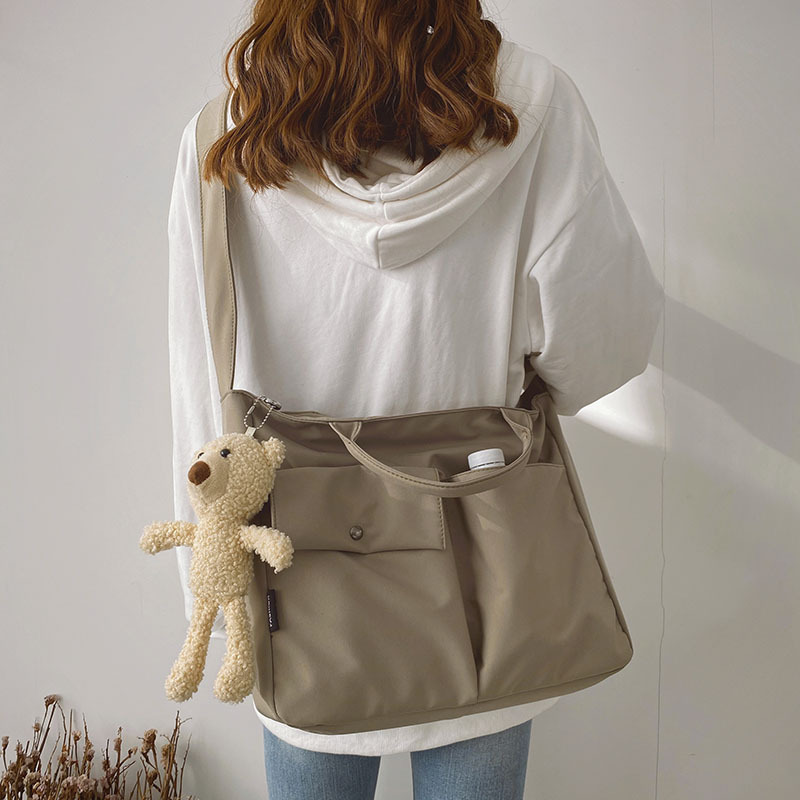 Japanese Waterproof Canvas Bag for Women, Large Capacity, Trendy Ins-Style, High-End Feel, Crossbody Large Bag, Versatile Student School Bag Japanese Waterproof Canvas Bag for Women, Large Capacity, Trendy Ins-Style, High-End Feel, Crossbody Large Bag, Versatile Student School Bag