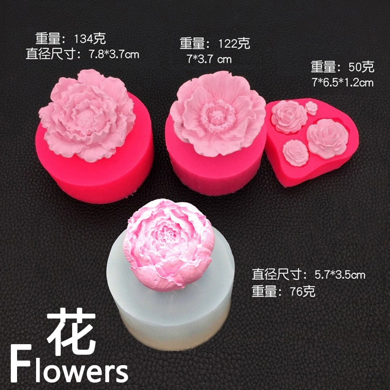 Stereo 3D Rose Poppies Hibiscus Bud DIY Epoxy Silicone Mold Setting Stand Keychain Mặt dây chuyền - Tự làm khuôn nướng