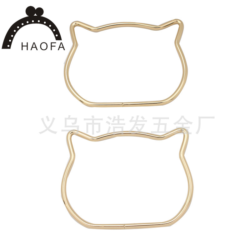 Luggage Accessories Mouth Gold 11cm Cat Head Handle Iron Wire Bracelet Large D Buckle Light Golden Bag Accessories