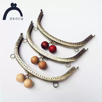 16 5CM curved dragon and phoenix flower flat edge wood bead mouth gold 20mm solid wood ten packs