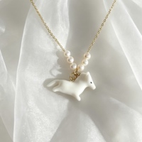 Original design handmade ceramic necklace zodiac year of the horse high-end fashion niche jewelry best-selling trendy gift