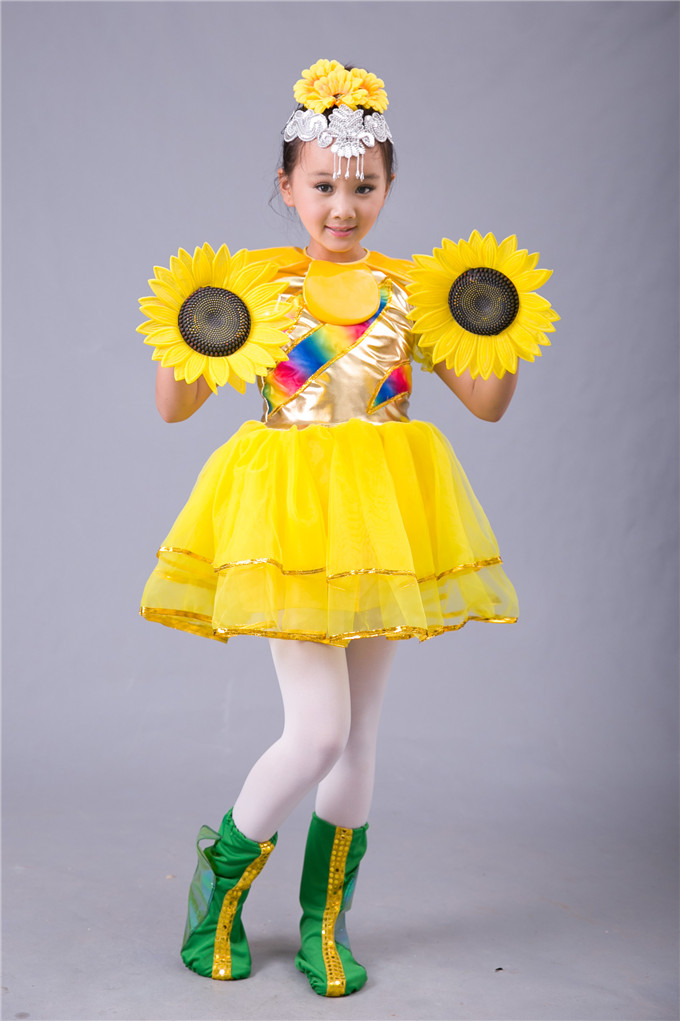Quần áo khiêu vũ, trẻ em, hoa, hoa, mặt trời, trang phục, hoa hướng dương, hoa sen nhỏ, hoa hướng dương, chương trình, váy quần áo bé gái
