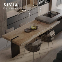 Ode to Joys same style island customized Nordic solid wood dining table slate island light luxury restaurant European luxury style