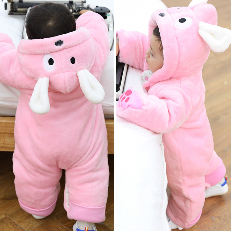 Quần áo sơ sinh mùa đông jumpsuit cotton flannel ấm mới cho bé ra khỏi quần áo để giữ bé rabe habe áo liền quần lót lông cho bé