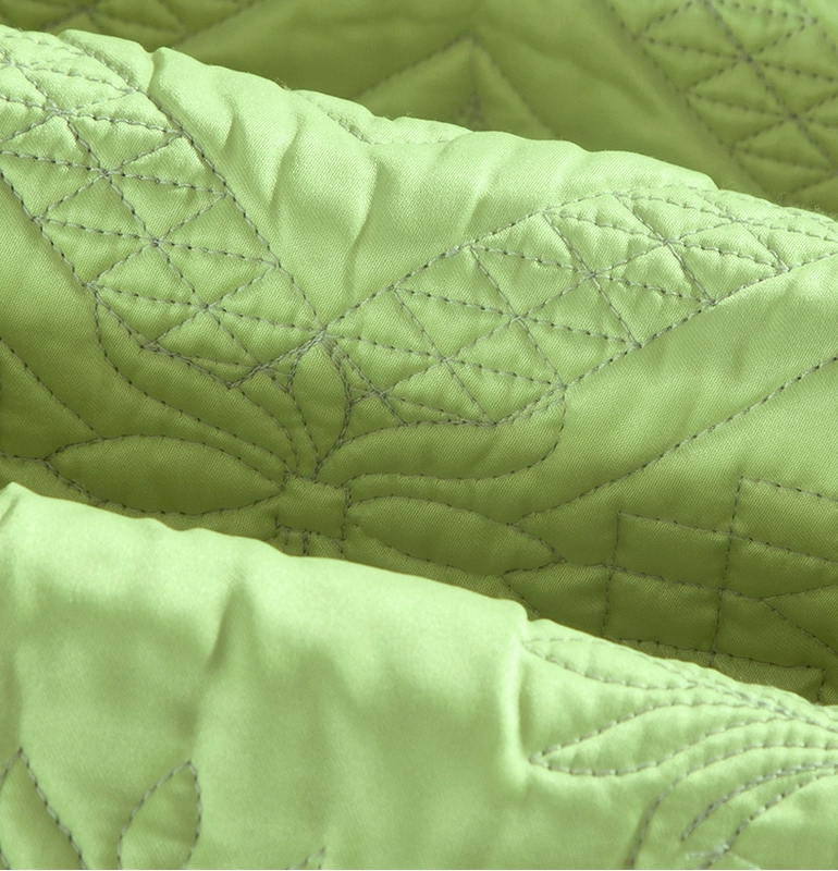 Garner Angel Calla Angel Silk Thêu Bông Mùa hè Mát mẻ Khăn trải giường Bộ chăn bông Sáng màu xanh lá cây - Trải giường