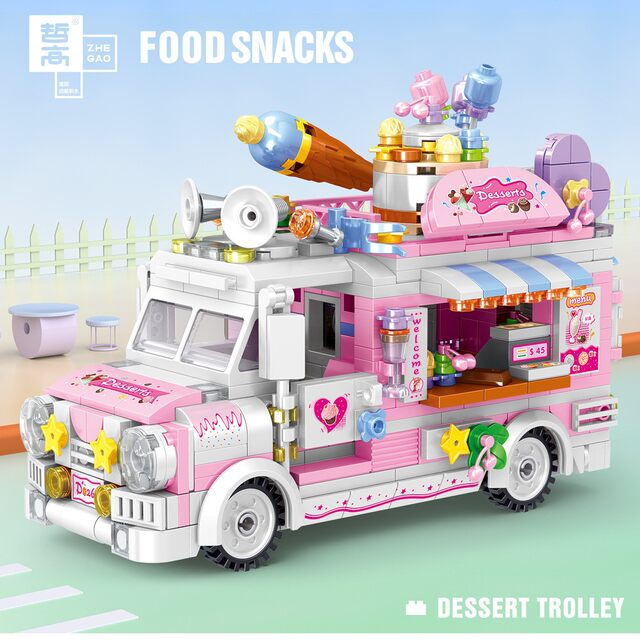 Children's Creative Building Blocks, Small Particle Assembly, Hamburger, Ice Cream, Toy Car, Street Food Model, Gift for Boys and Girls