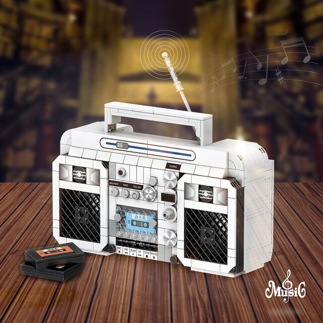 Classic Retro Typewriter, Slr Camera, Phonograph, Radio, High-Difficulty Assembly Building Blocks, Educational Toy Model