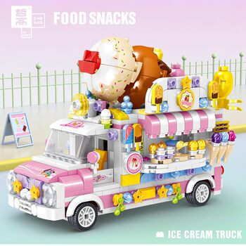 Children's Creative Building Blocks, Small Particle Assembly, Hamburger, Ice Cream, Toy Car, Street Food Model, Gift for Boys and Girls