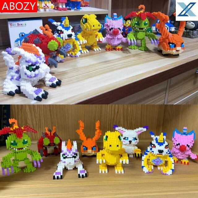 Digimon Tiny Particle Building Block Model Children's Educational Toy Agumon Gabumon Figurine Ornament