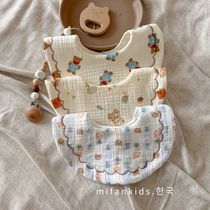 ins Korean baby six-layer cotton gauze absorbent saliva napkin newborn anti-vomiting cotton bib bib soft