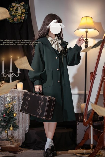 Walnut JK Magic Cloak College Style Retro Jacket Mid-Length Autumn and Winter Coat