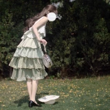 胡桃木 Оригинальное зеленое платье, длинная юбка, стиль Лолита