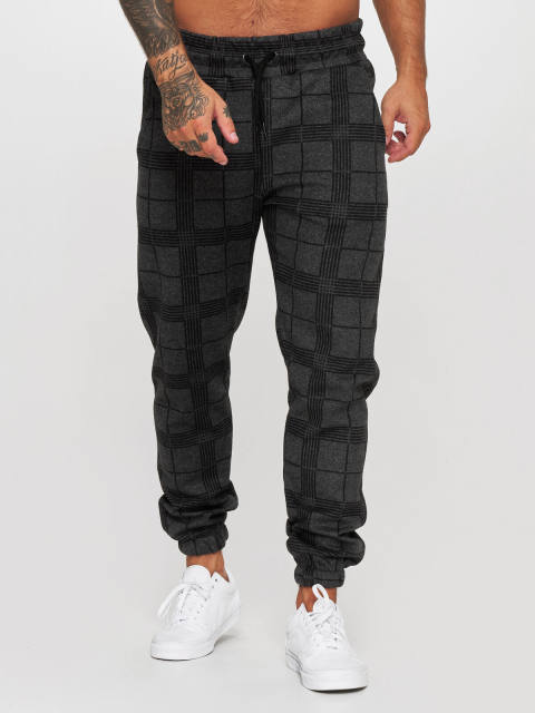 Squarecheckslacs square plaid 3D digital printed casual pants Fitness leggings pants