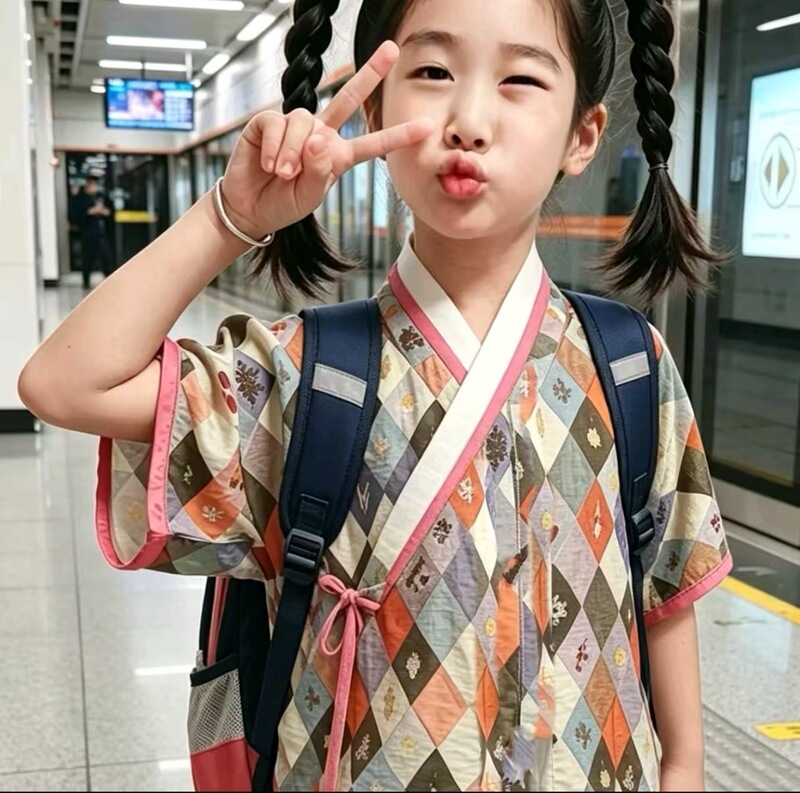 Xiaogege Hanfu with Water Field Pattern and Cross-Collar Design