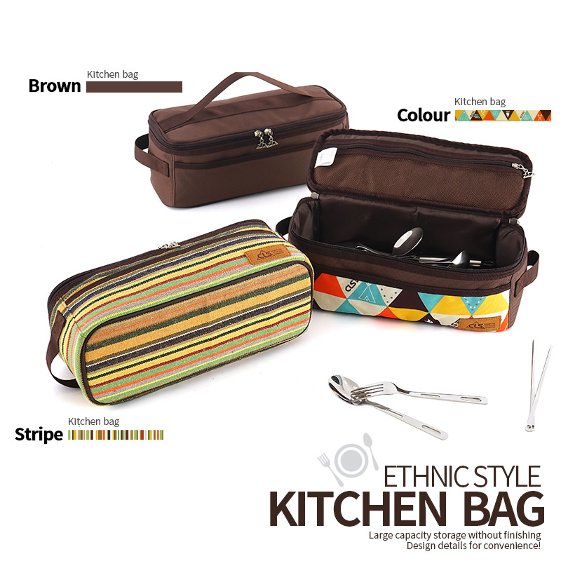 Outdoor camping barbecue tableware storage bag camping picnic cookware storage bag travel self-driving travel portable wash bag