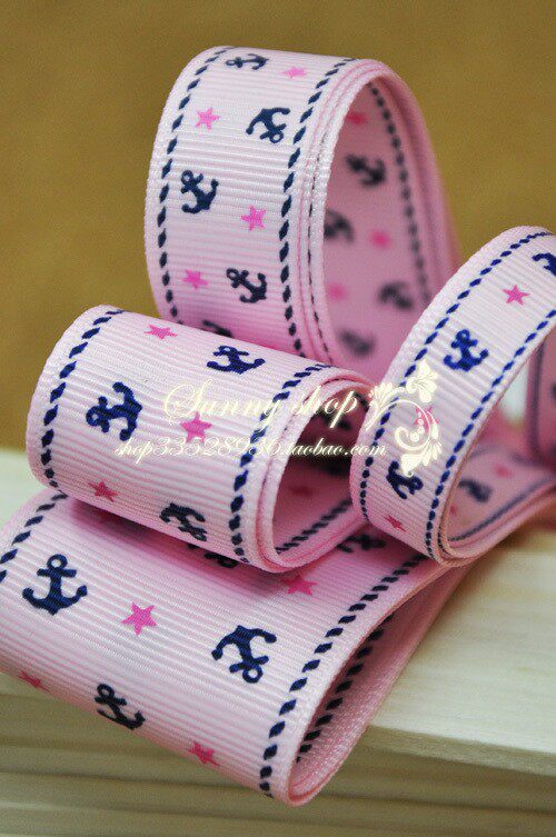 Pink Sea Anchor Navy Wind Rograin Webbing Webbing printed webbing DIY handmade material HB121031003