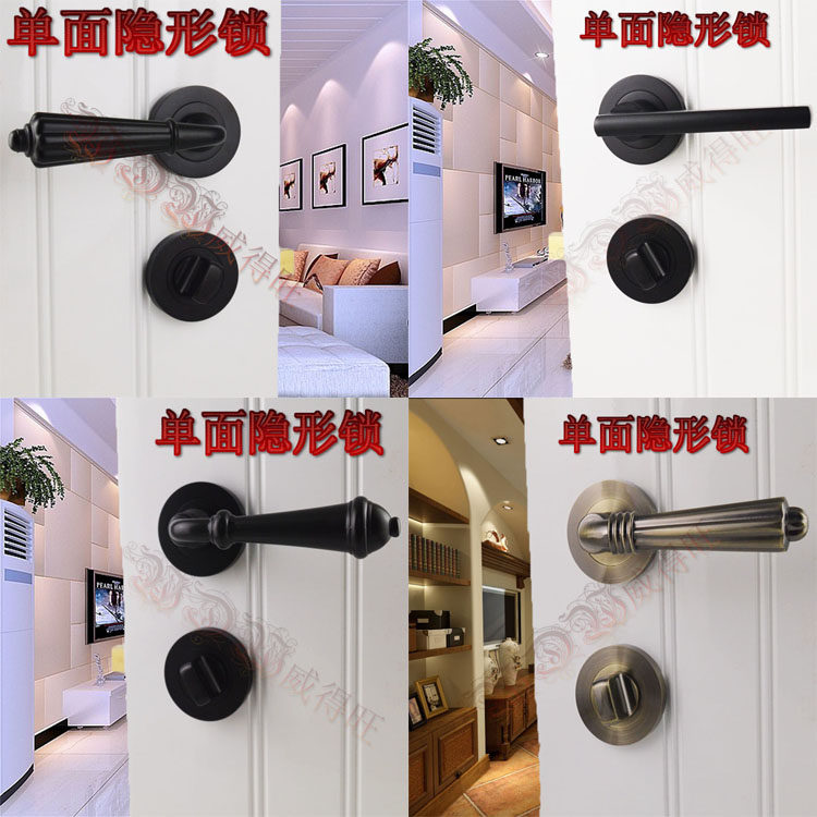 American modern black ancient copper single-sided invisible lock Dark door lock Makeup Room Invisible Door Lock Background Wall Hide Door Lock