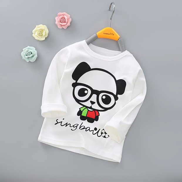 Áo thun cotton bé gái Qiuyi trẻ em bé trai và bé gái Áo phông dài tay ngọn 1-3 tuổi -5 tuổi - 8 tuổi áo thun bé trai