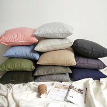 French washed pure linen fabric solid color plain sofa cushion cover pillowcase bed pillowcase square pillowcase