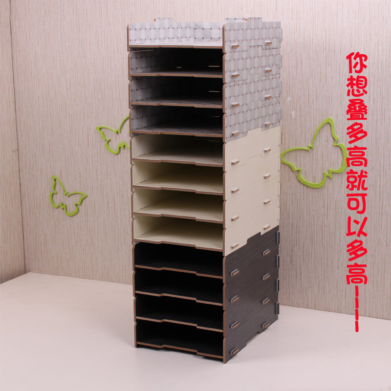 Office supplies Desktop A4 document rack Wooden thickened and high multi-function file data overlay combination finishing frame