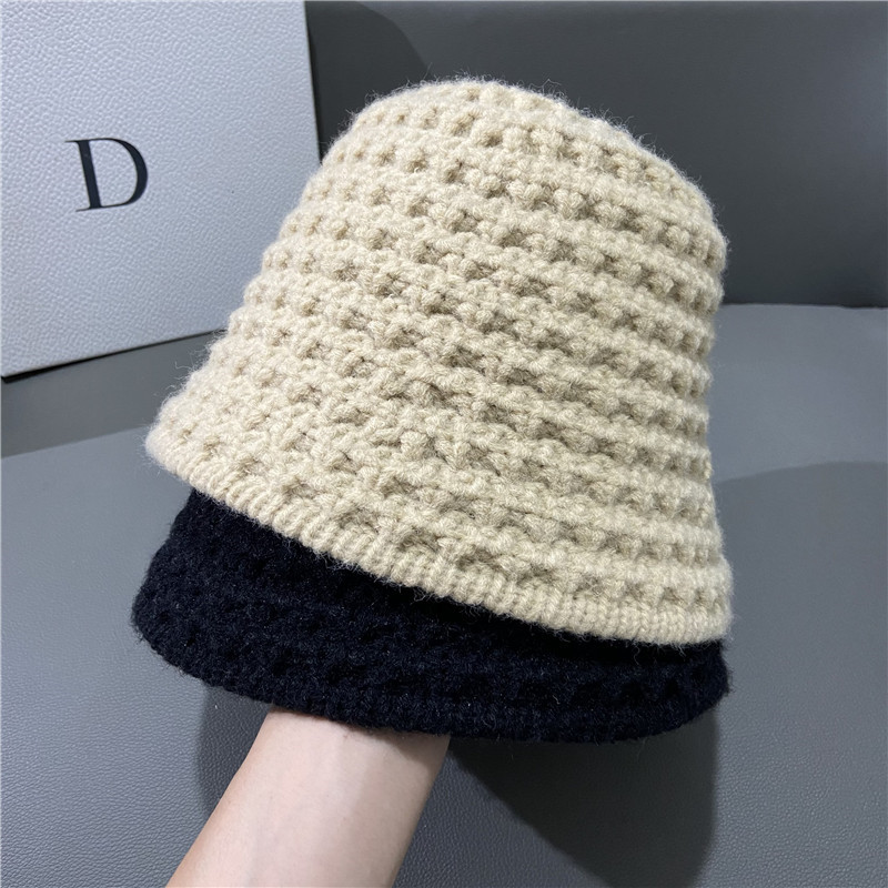 Cappello da pescatore ad ago da donna, versione coreana, alla moda, autunno e inverno, colore unico, versatile, dolce, in lana, lavorato a maglia, caldo, stile straniero alla moda_voghion.com