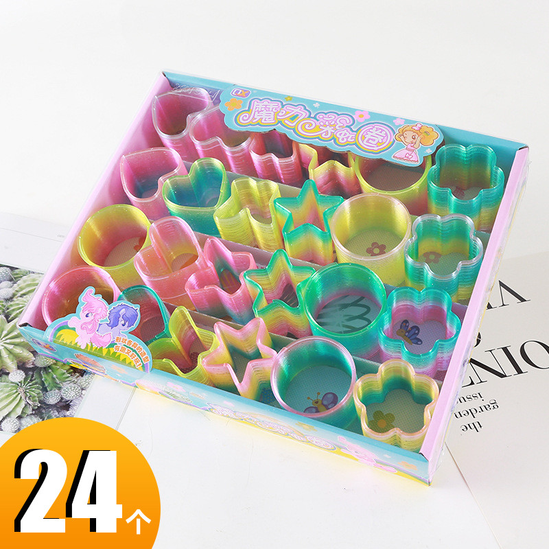 Colorful Springs Rainbow Rings Children Puzzle Toys Seven Colorful Circles Telescopic Elastic Rings Magic Circle Kindergarten Small Gifts