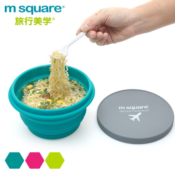 m square folding bowl outdoor portable cutlery silicone Silicone Wild Dining Bowl Gargle Cup Creative Bowl Tour Travel Bowl