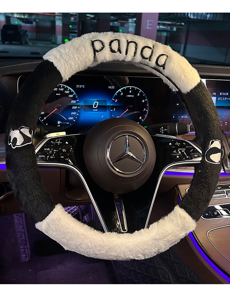 Car steering wheel cover winter plush Internet celebrity cute heating warm high-end light luxury Four Seasons car handle cover female