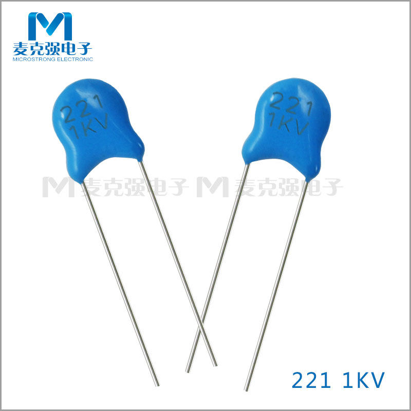 High-voltage ceramic capacitor 221 1KV 220pF 0 22nF 10% 1000V direct plug-in green blue capacitor