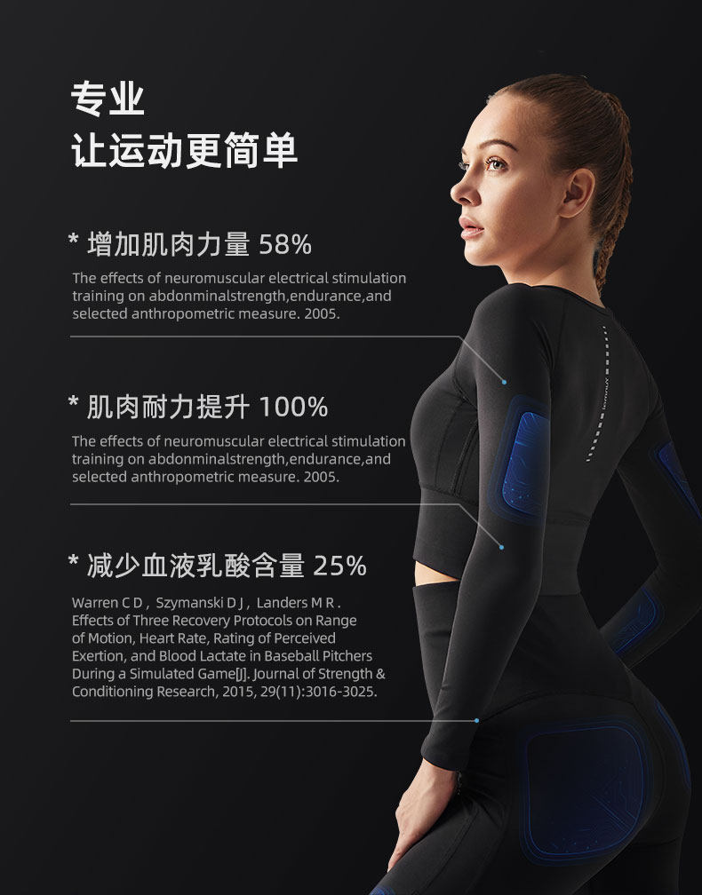 ems微电流穿戴健身仪 云麦ems健身黑科技智能燃收腹腰带微电流脉冲按摩轻体衣