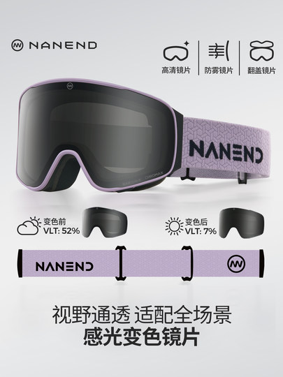 Nan Enxian Small Frame Color-Changing Flip-Up Ski Goggles for Women, Anti-Fog, Single and Double Board Zeiss Goggles for Men, Ng24Max