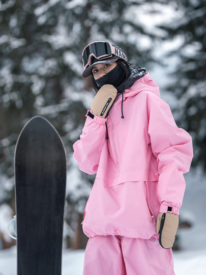 Nanend Candy-Colored Ski Jacket for Women, Snowboard and Double-Board Waterproof and Breathable Cotton-Filled Ski Jacket