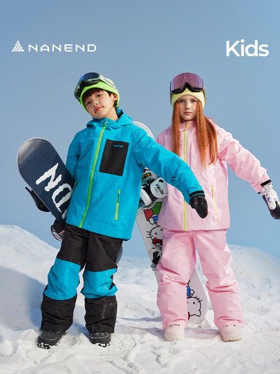 Nanend Nanen Children's Ski Suit Set for Boys and Girls, Waterproof, Thickened, Warm, Single and Double Board Ski Suit Equipment