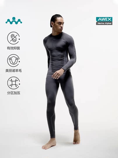 [Nanen & Awex Collaboration] Merino Wool Ski Quick-Dry Clothing Gradient Compression Knitzonex Men's Style